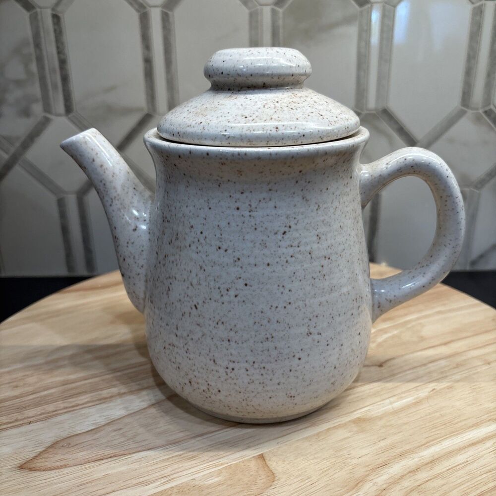 Vintage Teapot Churchill England Homespun Speckled Stoneware W/ Lid Tea Coffee